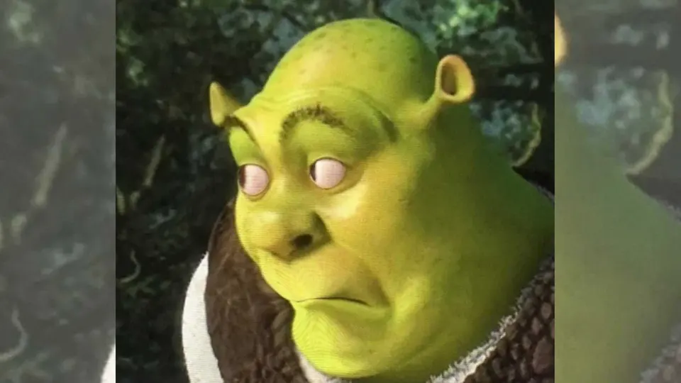 A green ogre in the style of Shrek used as a meme
