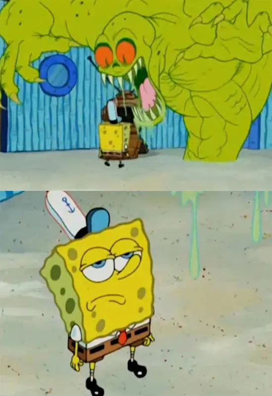 Spongebob Not Scared of The Flying Dutchman meme