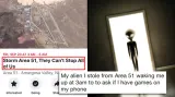 Facebook event "Storm Area 51, They Can't Stop All of Us" beside a photo of an alien figure in a doorway