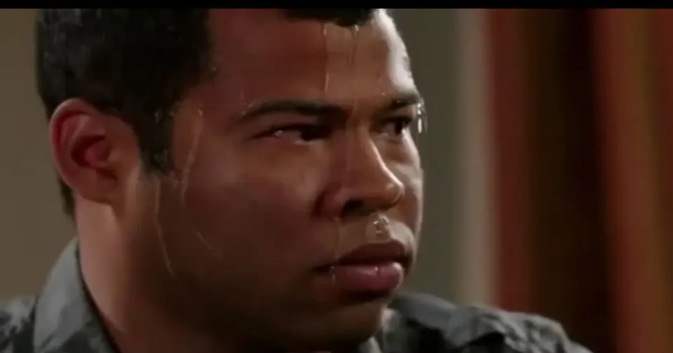Sweating Jordan Peele meme example