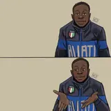 An illustration of Khaby Lame in his Italia tracksuit giving his deadpan palms-up shrug