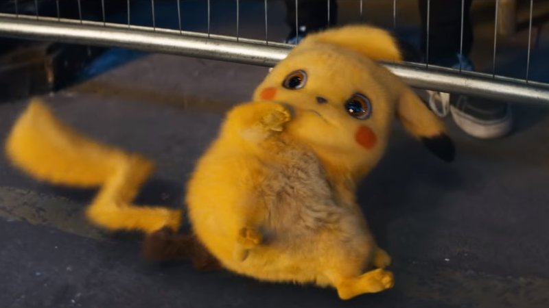 Cowering Detective Pikachu meme