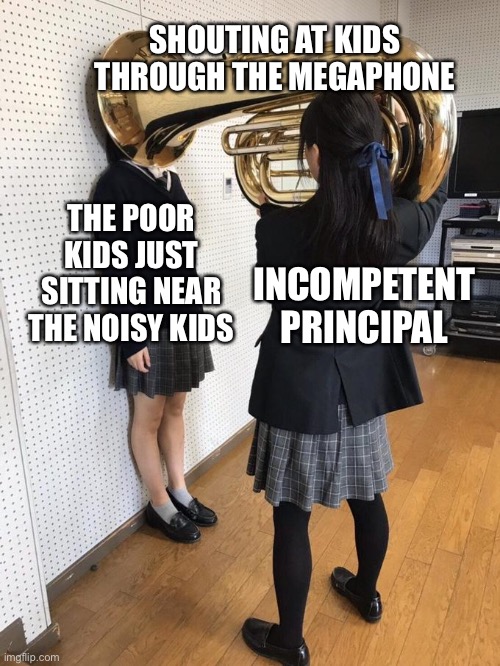 Girl Putting Tuba on Girl's Head meme