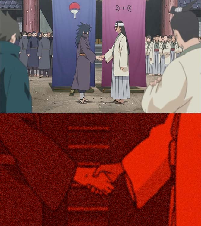 Handshake Between Madara and Hashirama meme