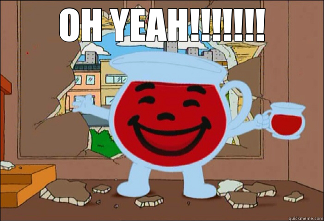 Kool-Aid Man meme example