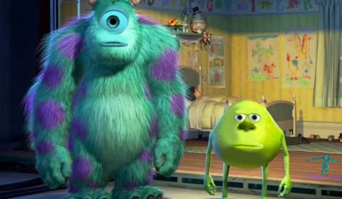 Cursed Mike Wazowski face swap graphic