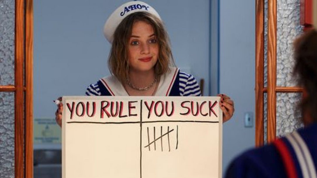 Robin from Stranger Things Holding a Whiteboard meme