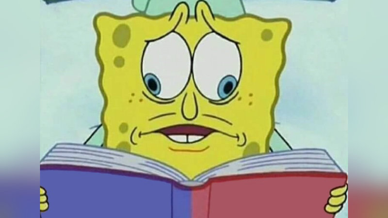 SpongeBob Reading Two Pages at Once meme
