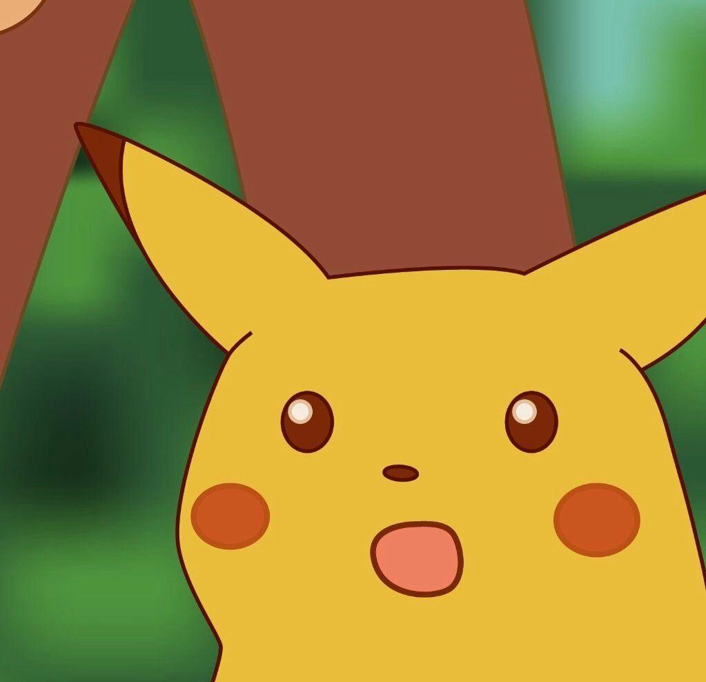 Pikachu with a wide-eyed, open-mouthed shocked expression