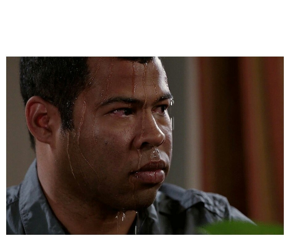 Sweating Jordan Peele meme