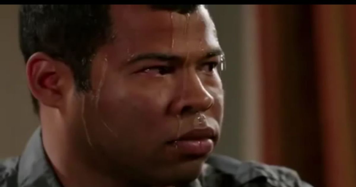 Sweating Jordan Peele meme example