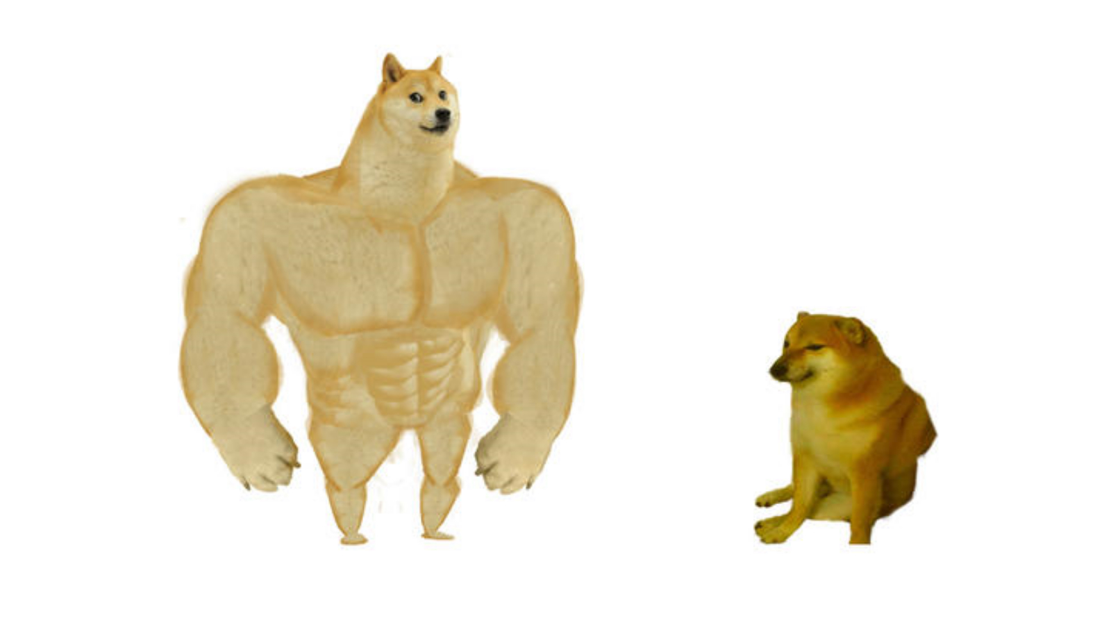Swole Doge vs. Cheems meme example