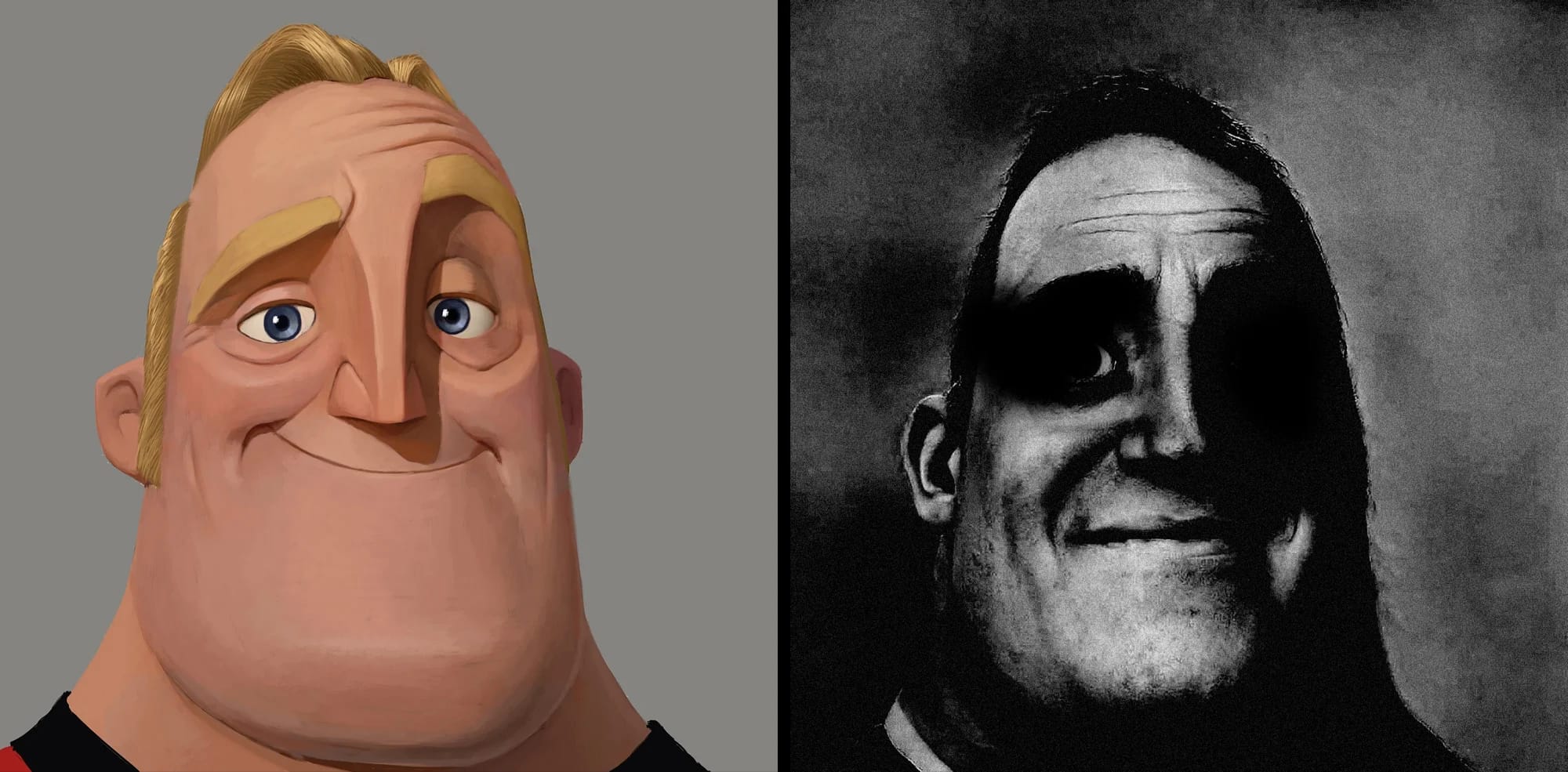 Traumatized Mr. Incredible meme example