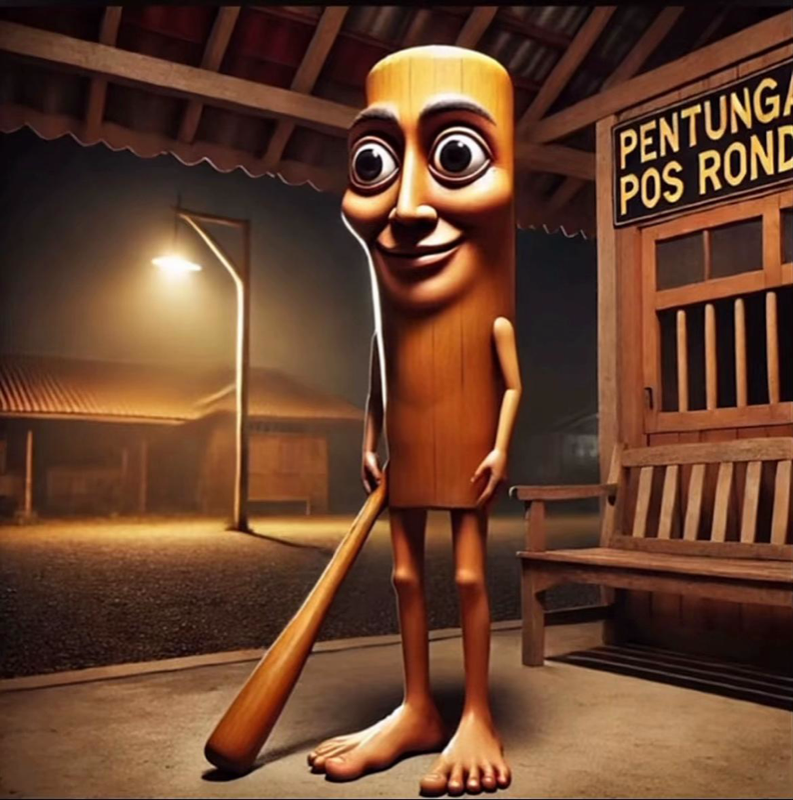 AI-generated wooden log character known as Tung Tung Tung Sahur